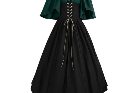 UPPADA Womens Renaissance Faire Dresses Medieval Irish Traditional plus Size Dresses Ruffle over Dress Corset Retro Cosplay Gown