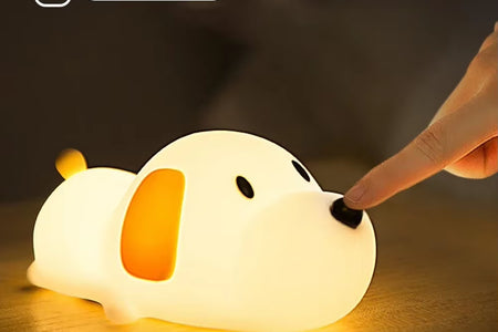 Cute Puppy Dog Touch Senor Night Light Silicone Dimmable Atmosphere Lamp Children Kids Holiday Gift Sleeping Bedroom Night Lamps