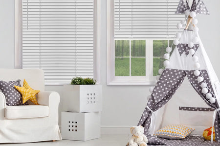 2" Cordless Faux Wood Blinds, White