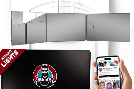 The 360 Mirror - 3 Way Mirror for Self Hair Cutting - Adjustable Trifold Barber Miror to Cut Your Own Hair - Tri Fold Self Haircut System for Men and Women Braiding - Three Sided Miror for Haircuts