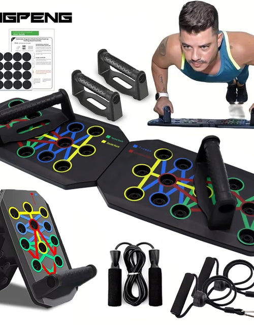 Load image into Gallery viewer, Portable Multifunctional Push-Up Board Set with Handles Foldable Fitness Equipment for Chest Abdomen Arms and Back Training
