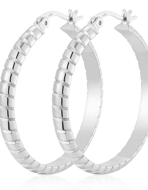 Load image into Gallery viewer, 2 Pairs 18K White Gold Plated Hoop Earrings for Women S925 Sterling Silver Post Hypoallergenic Earrings Set Birthday Graduation Mothers Day Jewelry Gifts Her Mom Girlfriend Adults Ideas 30/40MM
