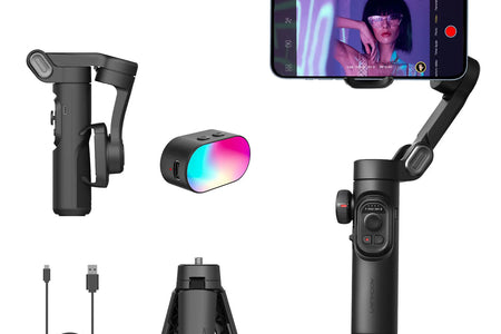 Smart XE Kit Gimbal Stabilizer for Smartphone Iphone Video Recording Magnetic Fill Light 3-Axis Foldable Android Gimble