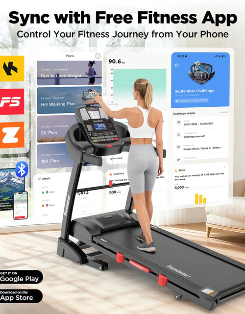 Load image into Gallery viewer, 5.0HP Folding Treadmill for Home with 20 Auto Incline, Smart APP, 300Lbs, Hifi Bluetooth Speakers, 64 Programs, 12MPH Speed, Foldable Electric Treadmill Running Machine, Knee Strap Gift
