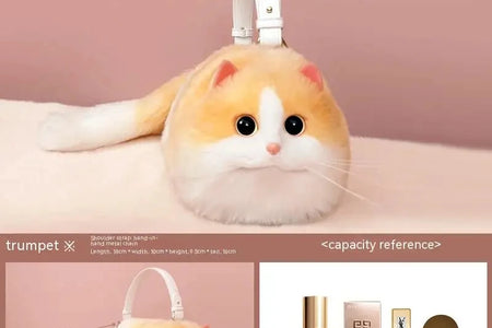 One Shoulder Bag Female Design Small Man Messenger Bag Versatile Hand Made Autumn and Winter Plush Cute Cat Bag