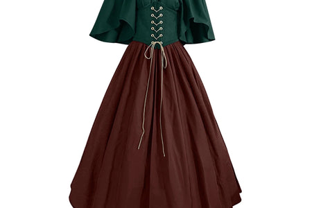 UPPADA Womens Renaissance Faire Dresses Medieval Irish Traditional plus Size Dresses Ruffle over Dress Corset Retro Cosplay Gown