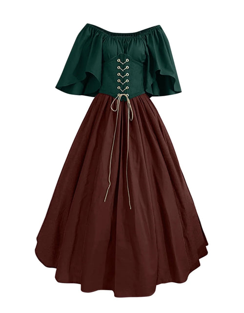 Load image into Gallery viewer, UPPADA Womens Renaissance Faire Dresses Medieval Irish Traditional plus Size Dresses Ruffle over Dress Corset Retro Cosplay Gown
