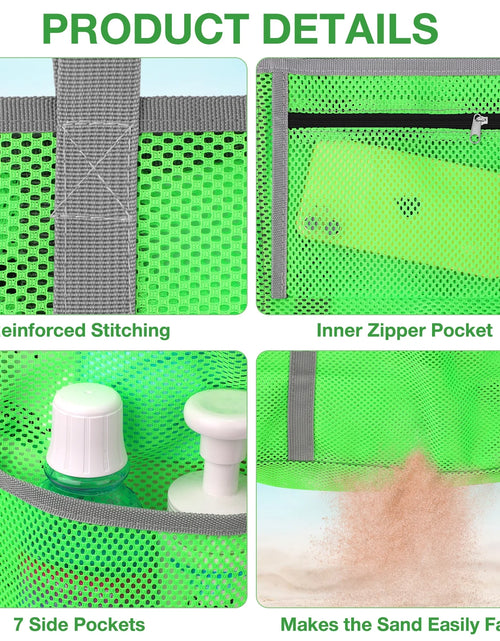 Load image into Gallery viewer, Mesh Beach Bag Rope Handles, Mesh Tote Bag for Women Contains Wicker Oversized Beach Tote Bag with 9 Small Pockets (Green)
