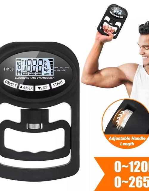 Load image into Gallery viewer, 265Lbs/120Kg Grip Strength Meter for Men and Women Tester Digital Hand Dynamometer Training USB LCD Screen
