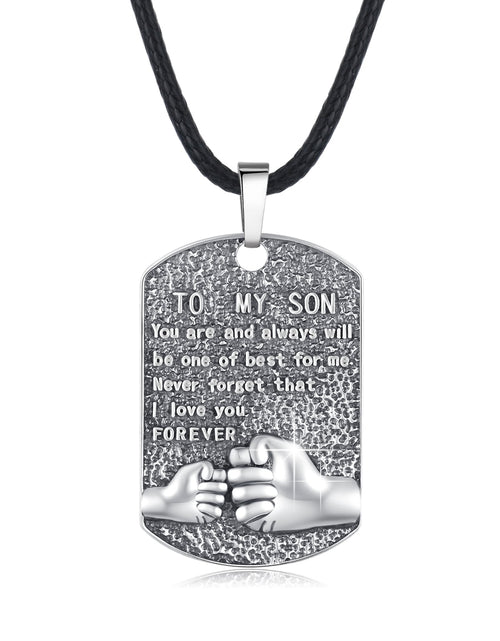 Load image into Gallery viewer, Mens Pendant Necklace 925 Sterling Silver Father'S Love to Son Pendant Necklaces Birthday Xmas Gift Jewelry for Man Dad
