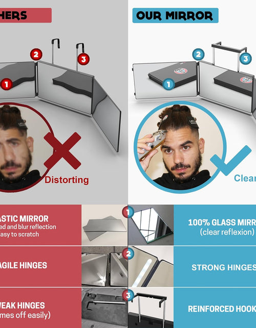 Load image into Gallery viewer, The 360 Mirror - 3 Way Mirror for Self Hair Cutting - Adjustable Trifold Barber Miror to Cut Your Own Hair - Tri Fold Self Haircut System for Men and Women Braiding - Three Sided Miror for Haircuts
