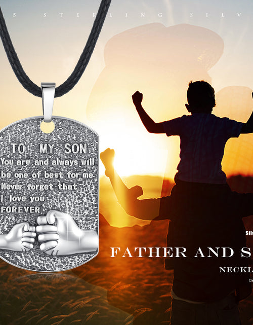 Load image into Gallery viewer, Mens Pendant Necklace 925 Sterling Silver Father'S Love to Son Pendant Necklaces Birthday Xmas Gift Jewelry for Man Dad
