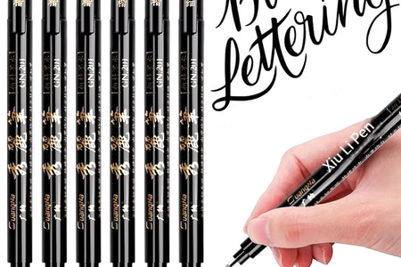 4Pcs/Set Calligraphy Pen Hand Lettering Art Pens Brush Ink Lettering Pens Markers for Writing Drawing Black Ink Pens Art Marker
