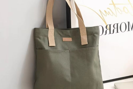 1Pc Women'S Tote Bag Canvas Sewing Thread Large Capacity Advanced Sense Handbag Convenient Practical Female'S Commuter Bag