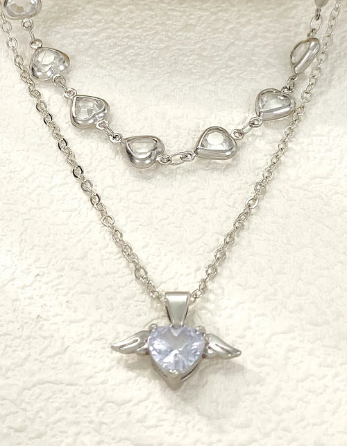 Load image into Gallery viewer, Crystal Heart Pendant Necklaces for Women Heart Necklace Angle Necklace Dainty Layered Pendant Necklaces Jewelry Gift for Her
