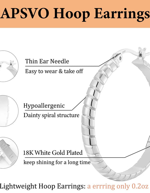 Load image into Gallery viewer, 2 Pairs 18K White Gold Plated Hoop Earrings for Women S925 Sterling Silver Post Hypoallergenic Earrings Set Birthday Graduation Mothers Day Jewelry Gifts Her Mom Girlfriend Adults Ideas 30/40MM
