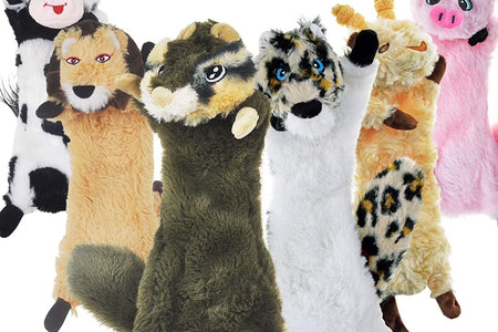 Dog Squeaky Toys No Stuffing, 6 Pack Dog Toys Crinkle Dog Toys for Small Dogs Durable Dog Chew Toys Plush Cute Animals Natural Puppy Toys for Teething Pet Toys Squeak