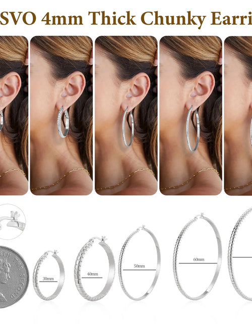 Load image into Gallery viewer, 2 Pairs 18K White Gold Plated Hoop Earrings for Women S925 Sterling Silver Post Hypoallergenic Earrings Set Birthday Graduation Mothers Day Jewelry Gifts Her Mom Girlfriend Adults Ideas 30/40MM
