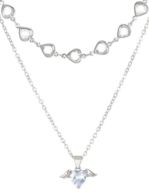 Load image into Gallery viewer, Crystal Heart Pendant Necklaces for Women Heart Necklace Angle Necklace Dainty Layered Pendant Necklaces Jewelry Gift for Her
