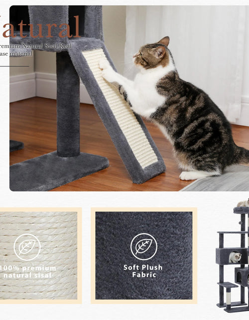 Load image into Gallery viewer, 61" Cat Tree Tower for Indoor Cats with Platform and Scratching Posts, Cat Condo Cat Tree House in Pet Supplies, Gray
