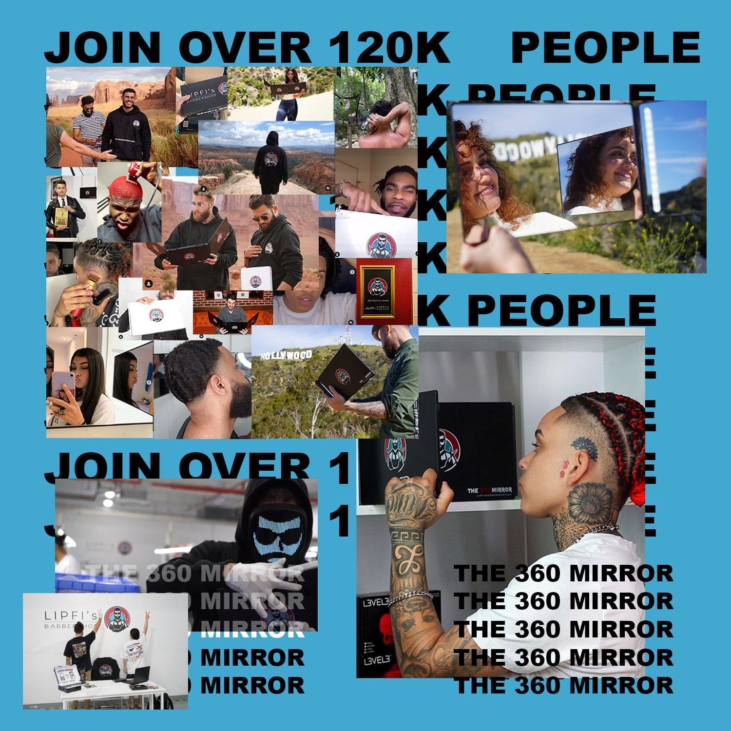 The 360 Mirror - 3 Way Mirror for Self Hair Cutting - Adjustable Trifold Barber Miror to Cut Your Own Hair - Tri Fold Self Haircut System for Men and Women Braiding - Three Sided Miror for Haircuts