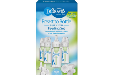 Natural Flow Anti-Colic Options+ Narrow Breast to Bottle Feeding Set, Clear, 4Oz, 4 Pack
