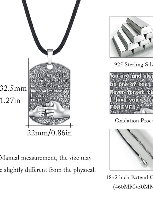 Load image into Gallery viewer, Mens Pendant Necklace 925 Sterling Silver Father'S Love to Son Pendant Necklaces Birthday Xmas Gift Jewelry for Man Dad
