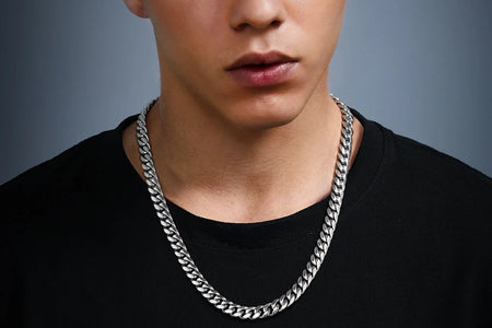 Curb Cuban Link Chain Necklaces for Men Jewelry 28Inch Stainless Steel Color Jewelry Gift for Dad Son