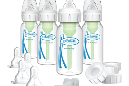 Natural Flow Anti-Colic Options+ Narrow Breast to Bottle Feeding Set, Clear, 4Oz, 4 Pack
