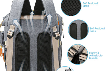 Diaper Bag Backpack, Portable Baby Bag Include Insulated Pocket, 3 in 1 Multi-Functional Travel Baby Diaper Bag with Diapers Changing Pad for Boys and Girls