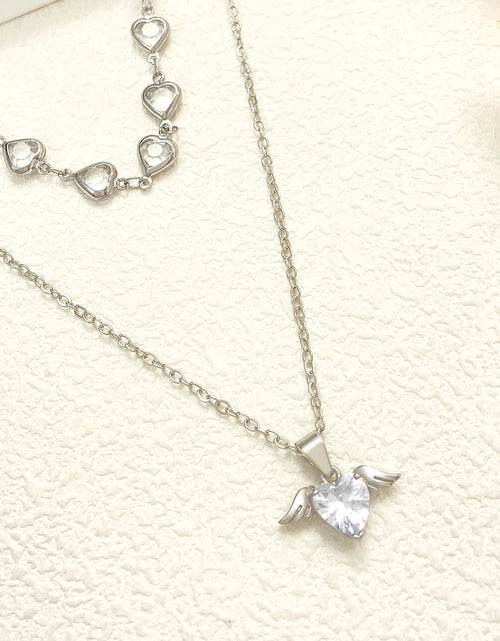 Load image into Gallery viewer, Crystal Heart Pendant Necklaces for Women Heart Necklace Angle Necklace Dainty Layered Pendant Necklaces Jewelry Gift for Her
