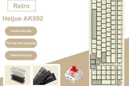 AK992 Wired Mechanical Keyboard 98-Key Full Layout Hot-Swap USB Gaming Keyboard Multimedia Key Knob for Desktop PC Laptop