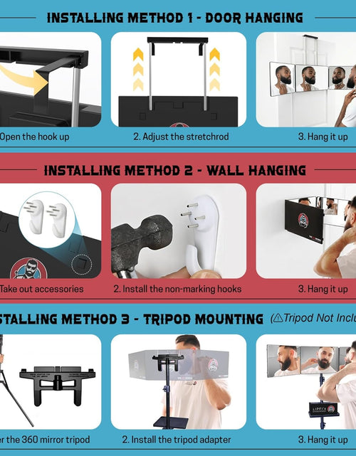 Load image into Gallery viewer, The 360 Mirror - 3 Way Mirror for Self Hair Cutting - Adjustable Trifold Barber Miror to Cut Your Own Hair - Tri Fold Self Haircut System for Men and Women Braiding - Three Sided Miror for Haircuts
