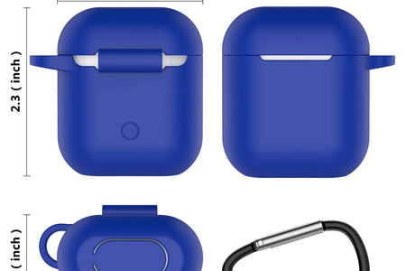 Airpods 1 & 2 Silicone Case, Airpods Case with Keychain,  Shockproof Protective Premium Silicone Cover Skin for Apple Airpods 1St & 2Nd -Blue