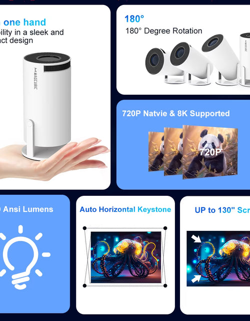 Load image into Gallery viewer, Projector HY300 PRO 8K Android 14 Dual Wifi6 290ANSI Allwinner H726 BT5.4 1080P 1280*720P Home Cinema Outdoor Projetor
